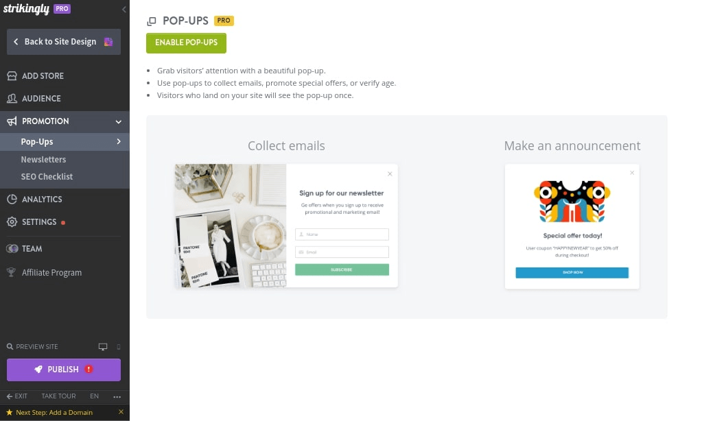 null Promotion tab for SEO and more